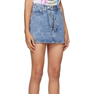 GANNI Blue Crinkle Denim Miniskirt